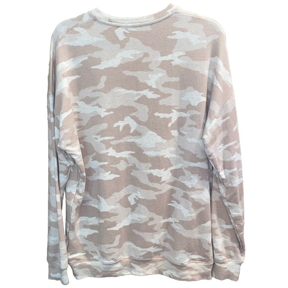 Athleta Balance Pullover Sweatshirt Size Medium Tan Camouflage SOFT Tencel Modal - Picture 4 of 8